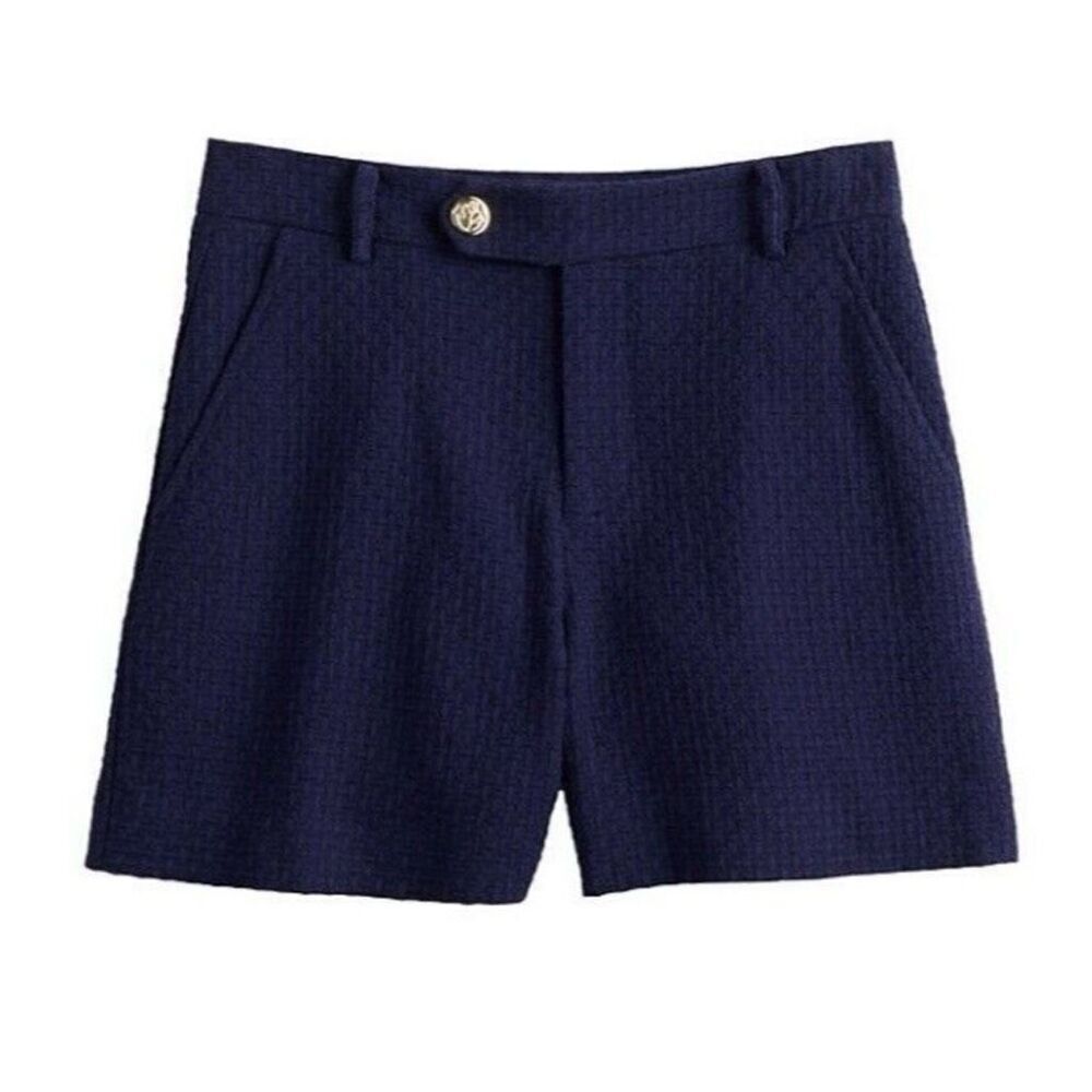Draper James RSVP Textured Shorts Size 6 Navy Blue High Rise